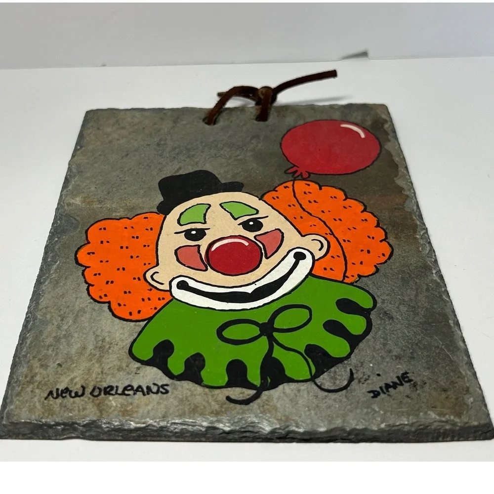 New Orleans Clown Slate Art Wall Decor Hand Painted Bourbon StreetSigned Dianne‎